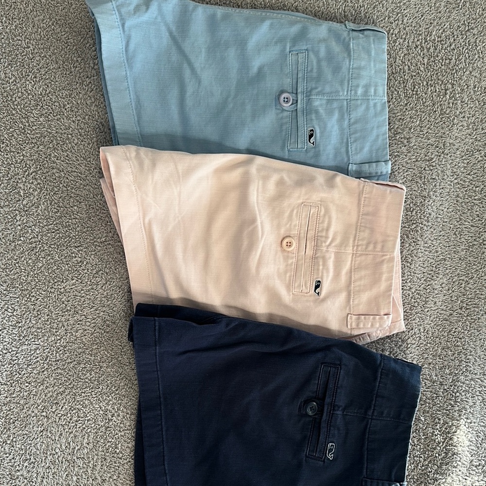 3 pair of Vineyard Vines Women's Shorts - Blue, Pink, and Navy
